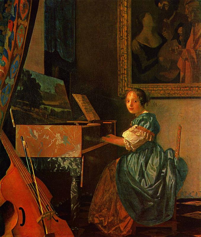 Johannes Vermeer A Lady Seated at a Virginal china oil painting image
